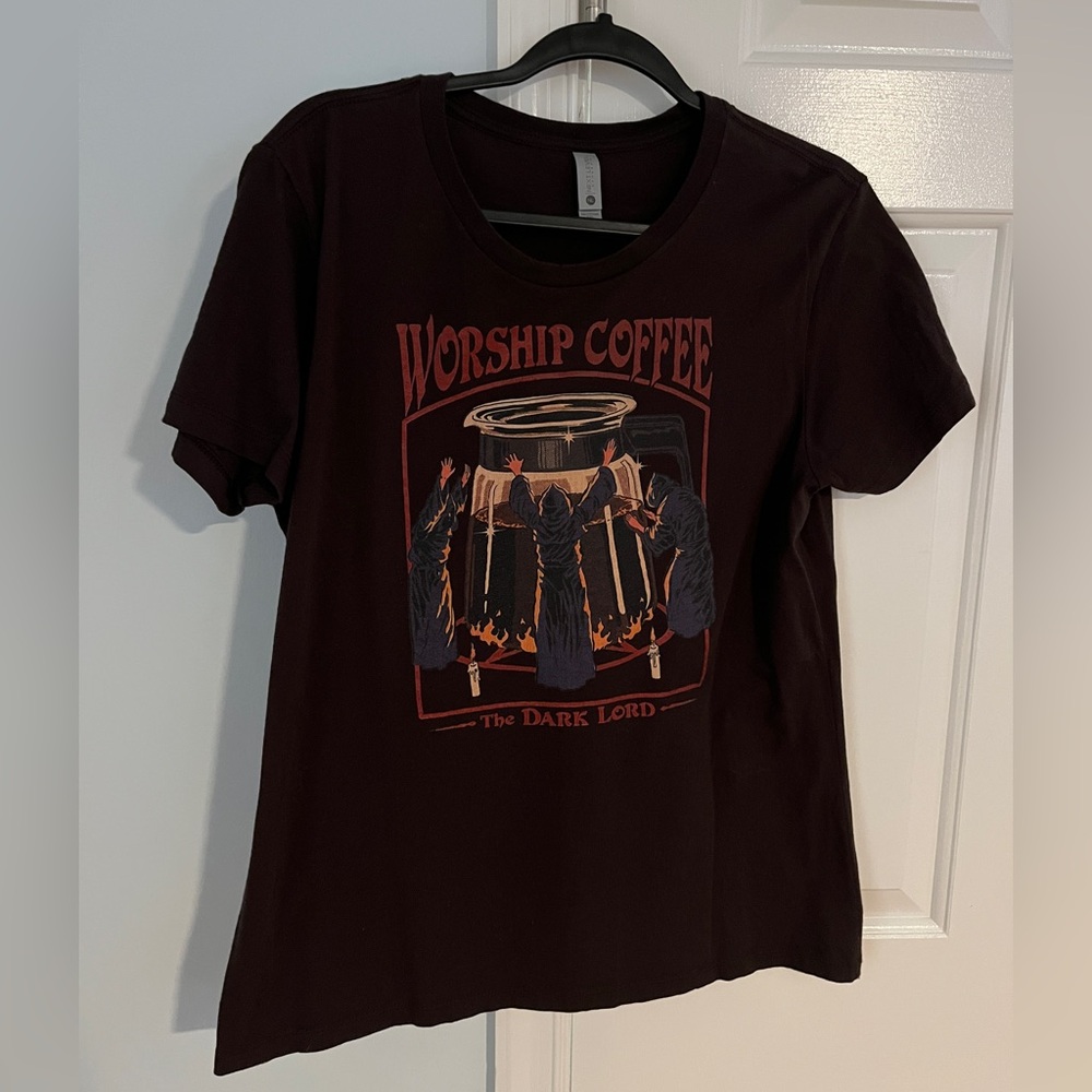 ❌SOLD❌ Novelty Worship Coffee the dark lord, T-shirt, brown, XXL